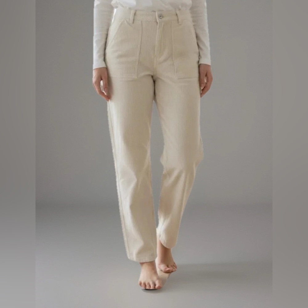 NWT SIMPLE SOCIETY CREAM AUTHENTIC SUPER HIGH RISE CARPENTER CARGO JEANS‎ 7/28